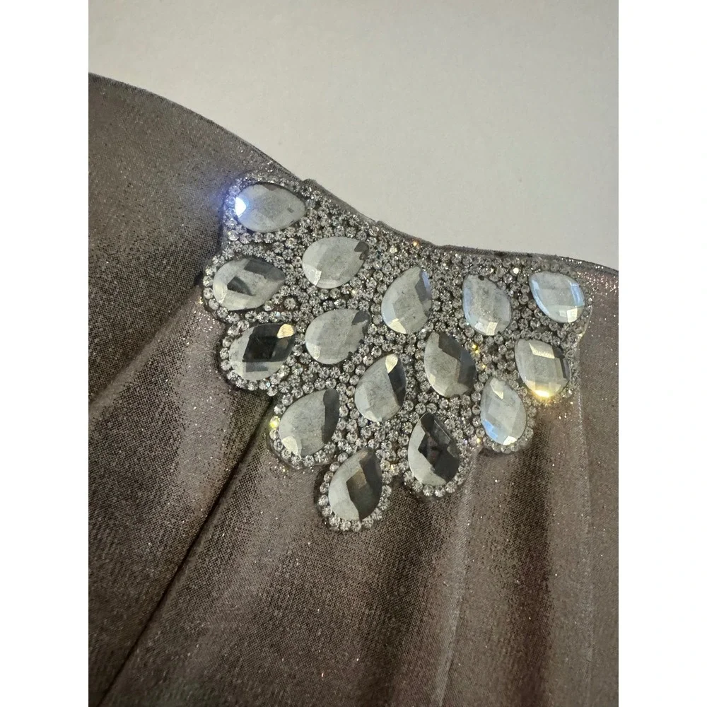 Kate Landry Pewter Evening‎ Clutch Bag Rhinestone Embellished Party Purse